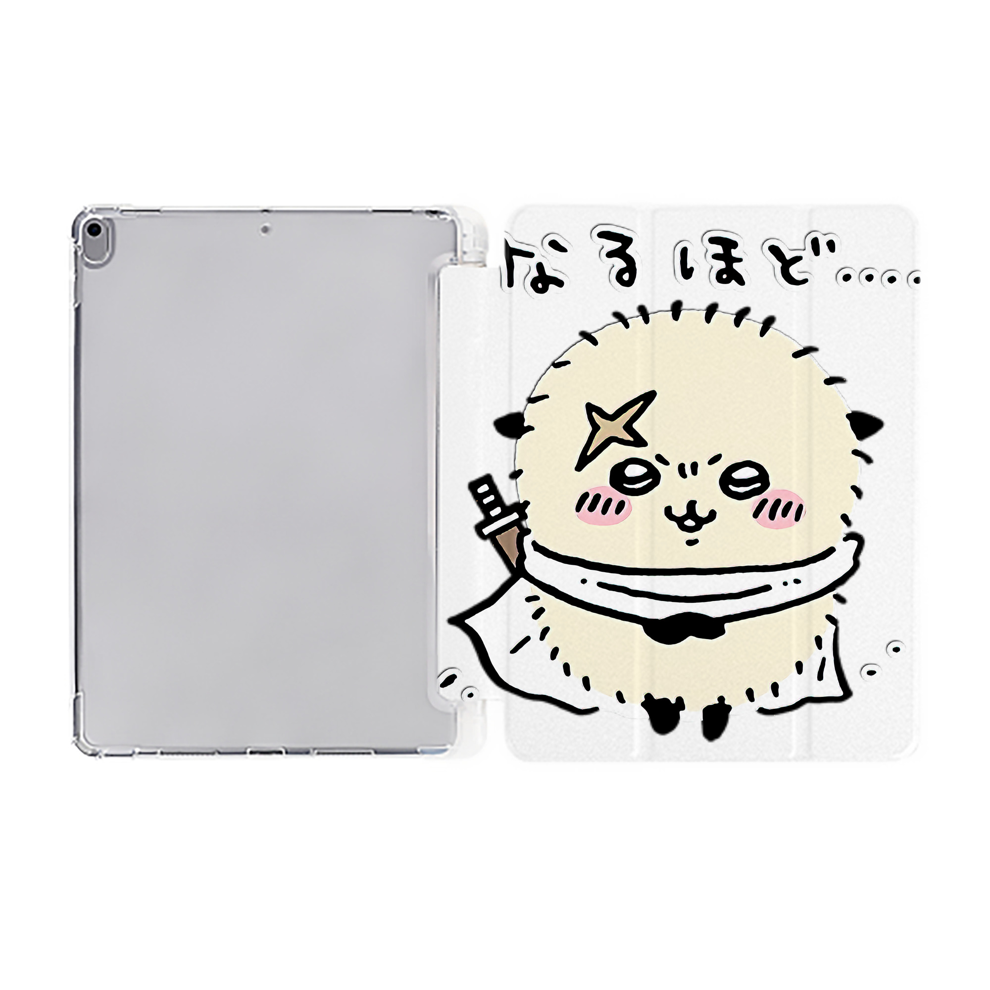 （画像用） ちいかわ ラッコ Chii-kawa Sea otter IPad ケース ペン収納付き 三つ折りスタンド PUレザー×シリコン 対応機種9.5/10.5/10.9インチ